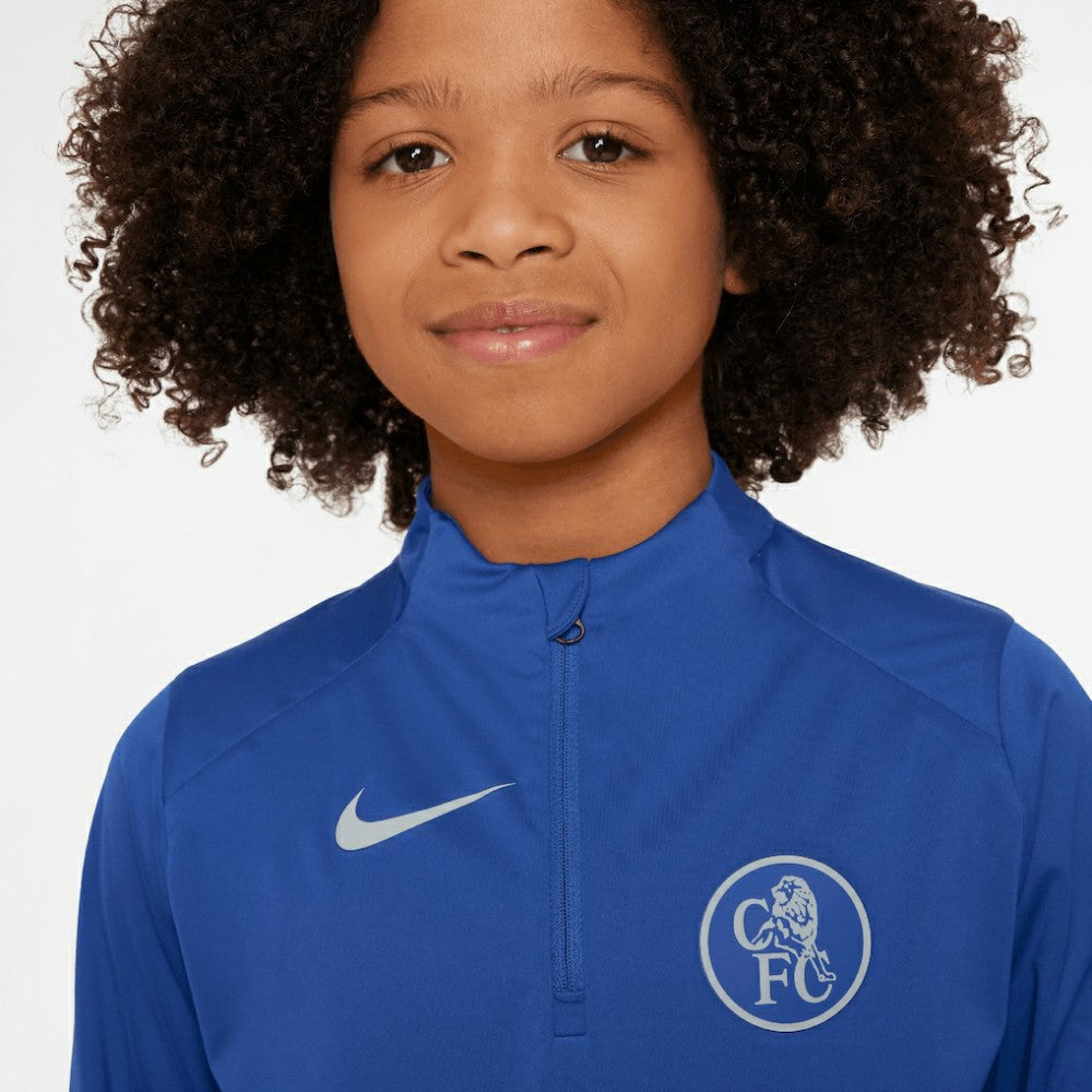 Chelsea Youth 2025/26 Strike Drill Quarter-Zip Dri-FIT Long Sleeve Top Blue - Nike