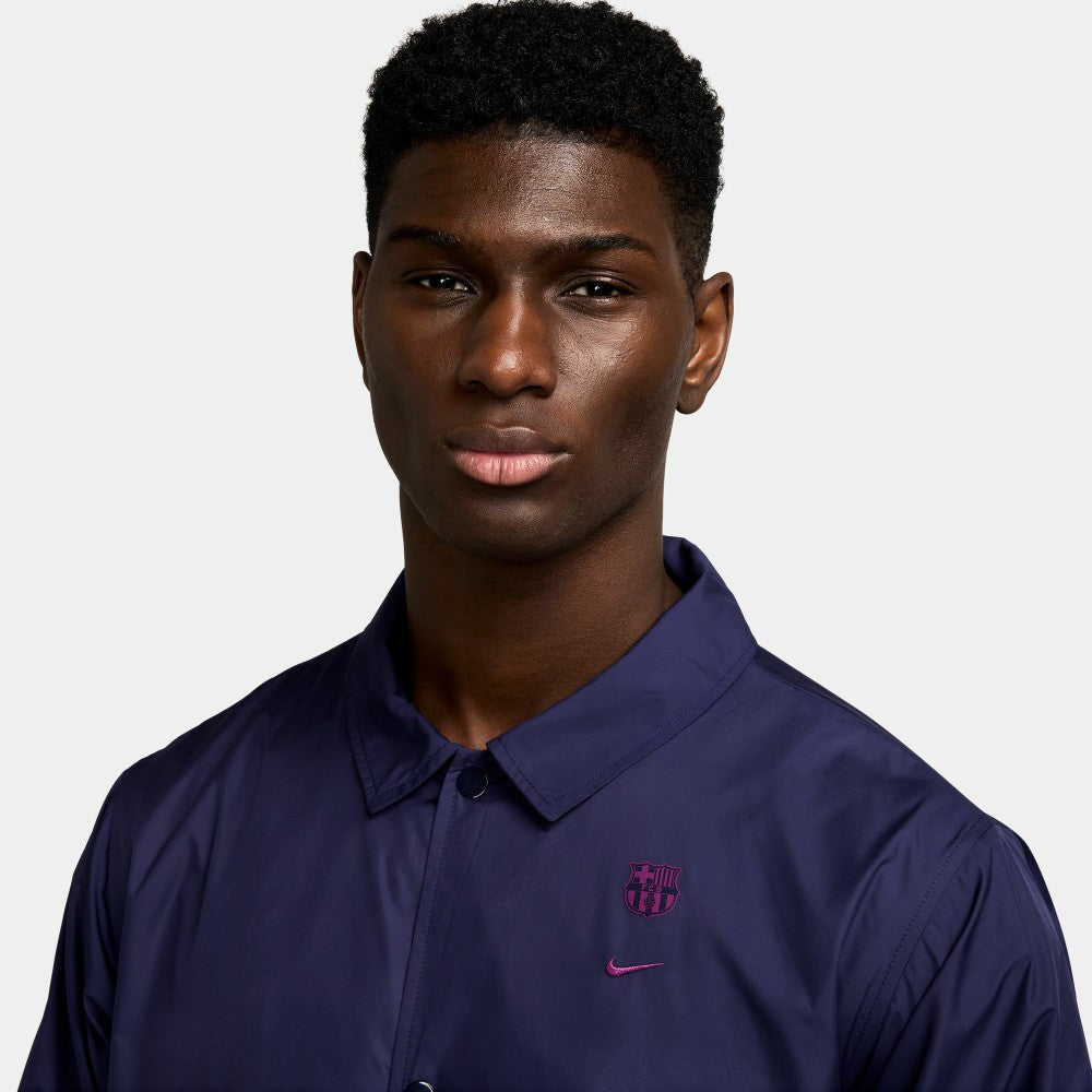 Barcelona Club Coaches Full-Snap Jacket Navy - Nike