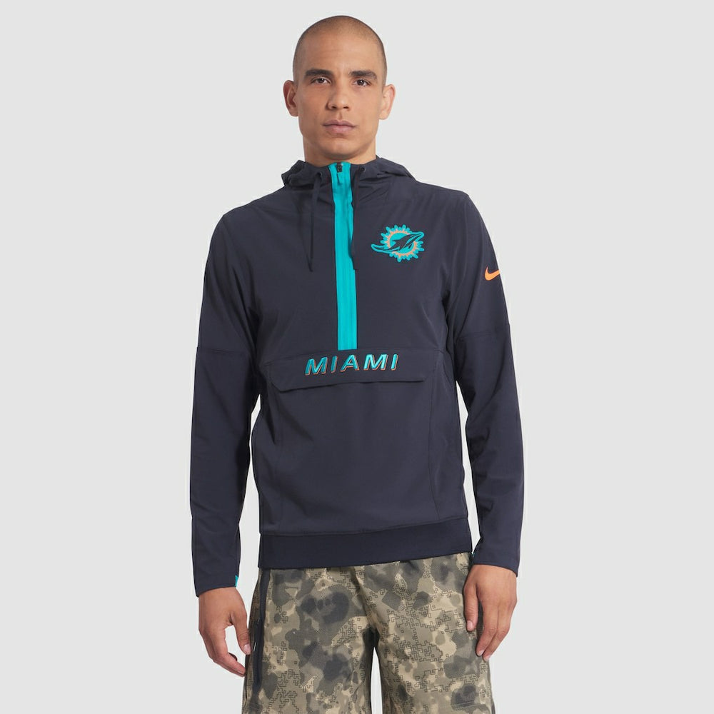 Miami Dolphins Nike 2025 Rivalries Collection Sideline Anorak Half-Zip Hoodie Jacket