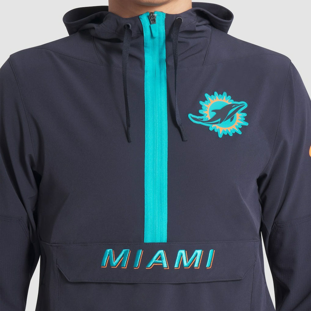 Miami Dolphins Nike 2025 Rivalries Collection Sideline Anorak Half-Zip Hoodie Jacket