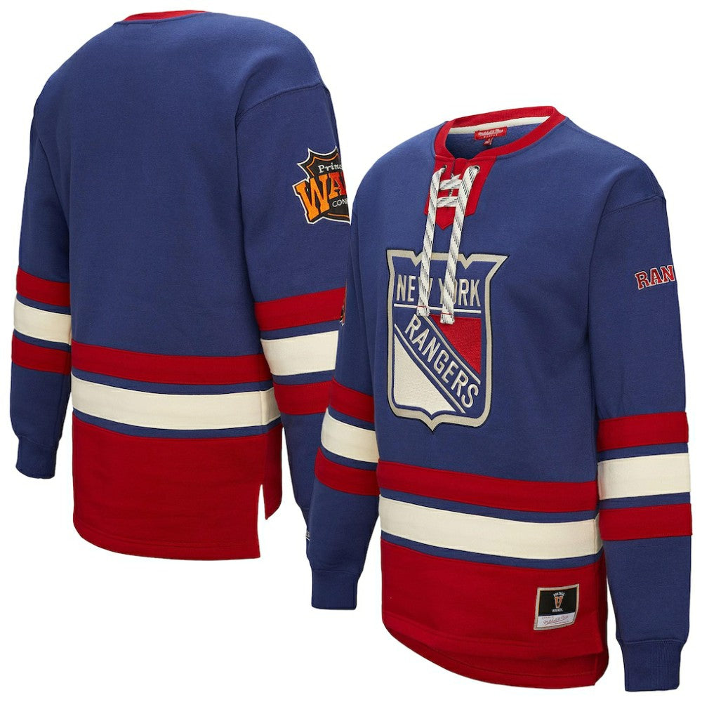 New York Rangers Mitchell & Ness Women's Heritage Lace-Up Pullover Sweatshirt Discount