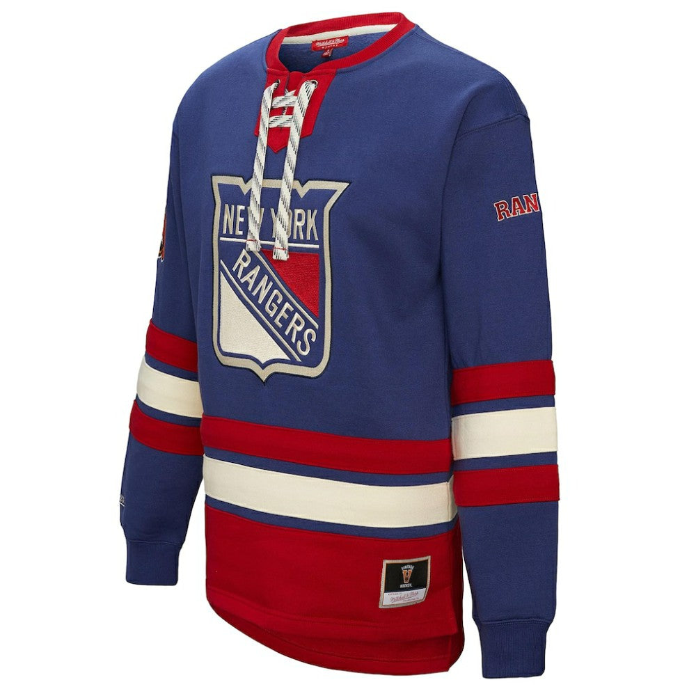 New York Rangers Mitchell & Ness Women's Heritage Lace-Up Pullover Sweatshirt Discount