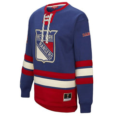 New York Rangers Mitchell & Ness Women's Heritage Lace-Up Pullover Sweatshirt Discount