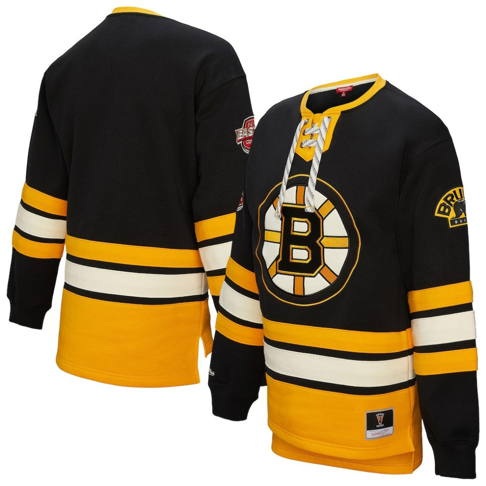 Boston Bruins Mitchell & Ness Women's Heritage Lace-Up Pullover Sweatshirt Outlet