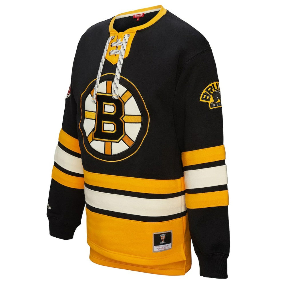 Boston Bruins Mitchell & Ness Women's Heritage Lace-Up Pullover Sweatshirt Outlet