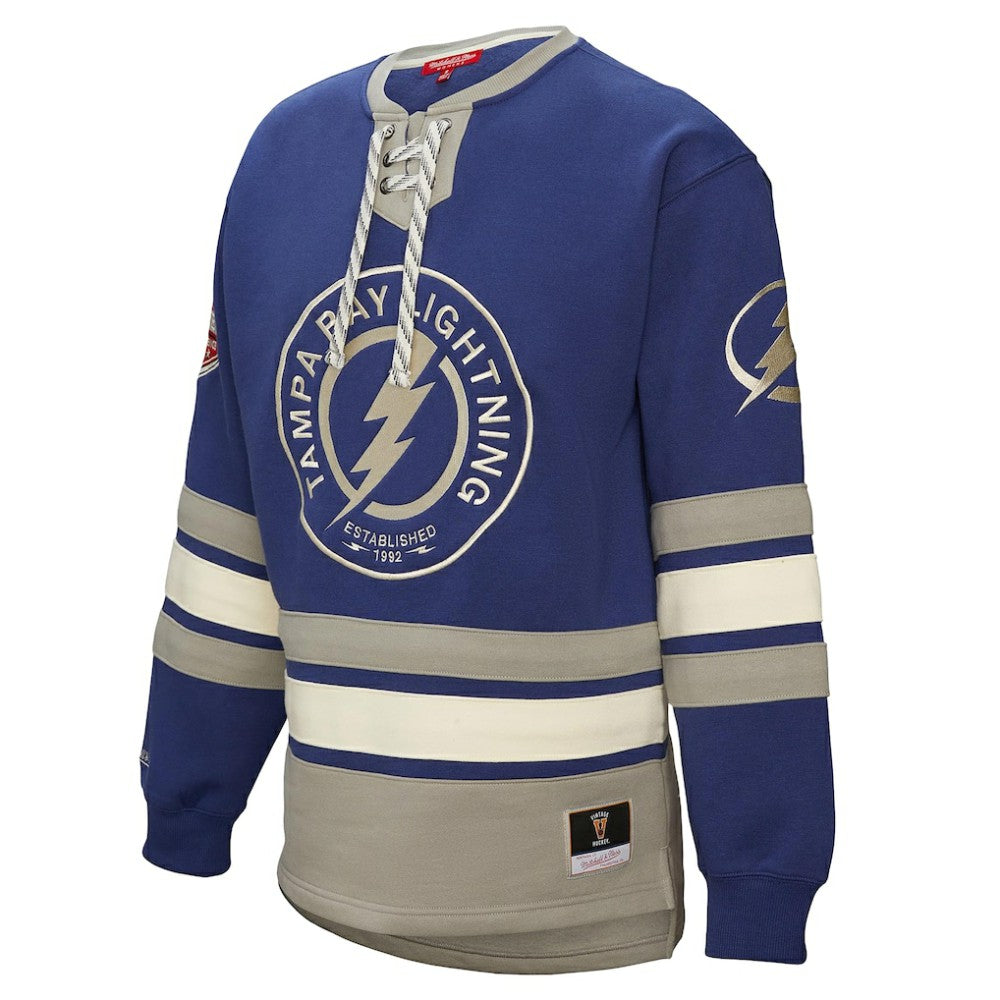 Tampa Bay Lightning Mitchell & Ness Women's Heritage Lace-Up Pullover Sweatshirt Sale