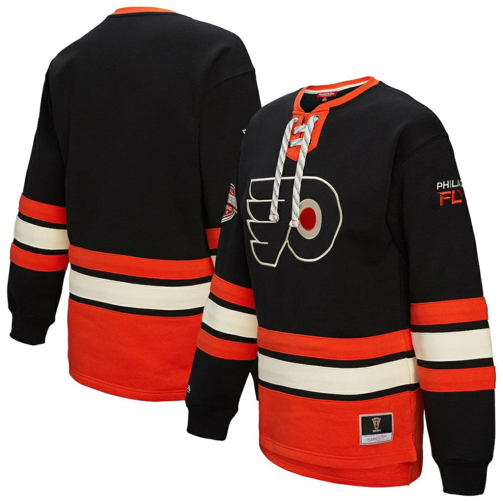 Philadelphia Flyers Mitchell & Ness Women's Heritage Lace-Up Pullover Sweatshirt Outlet
