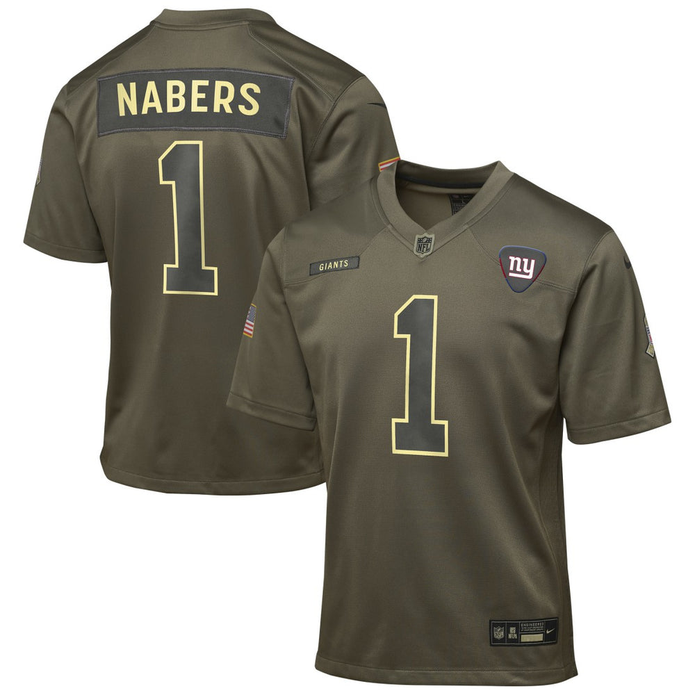 New York Giants Nike Malik Nabers  Youth 2025 Salute to Service Game Jersey
