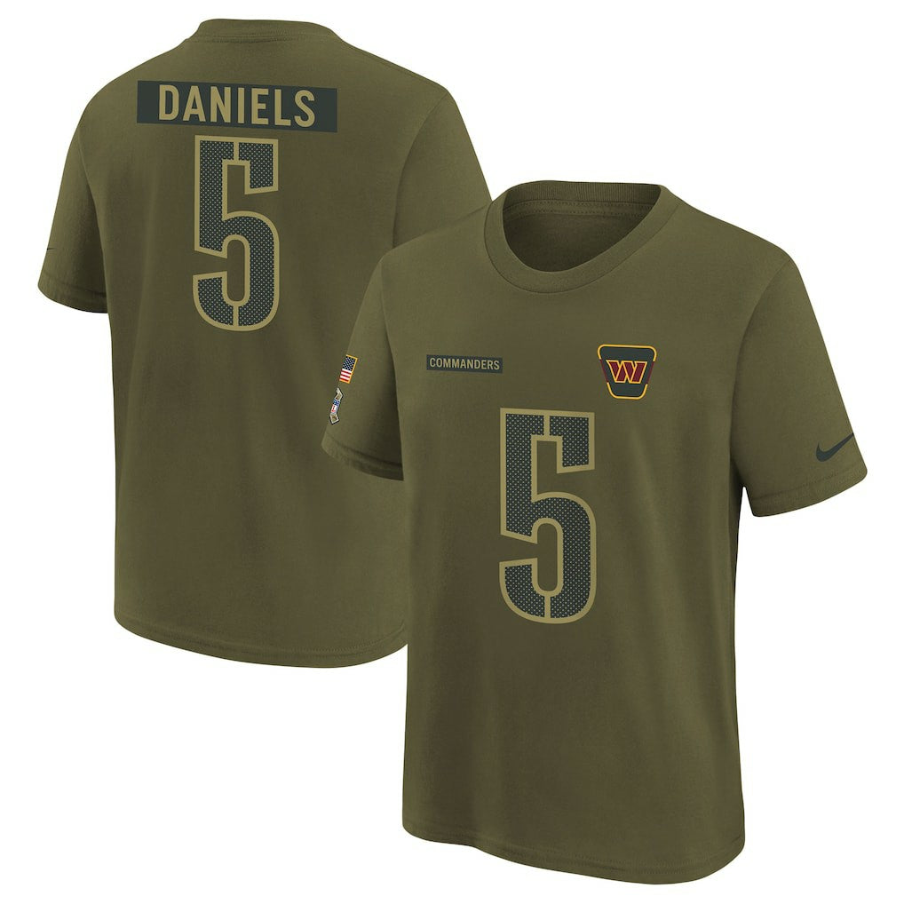 Washington Commanders Nike Jayden Daniels  Youth 2025 Salute to Service Name & Number T-Shirt