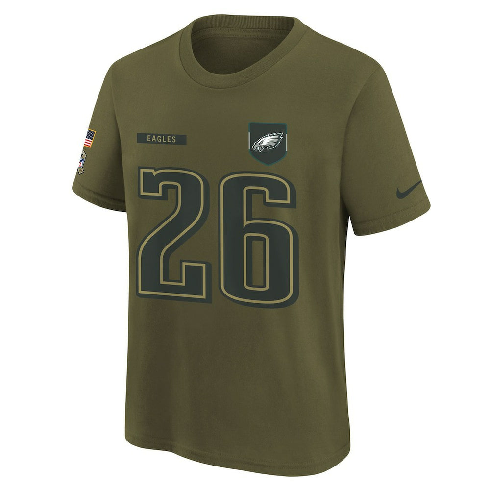 Philadelphia Eagles Nike Saquon Barkley  Youth 2025 Salute to Service Name & Number T-Shirt