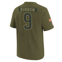 Cincinnati Bengals Nike Joe Burrow  Youth 2025 Salute to Service Name & Number T-Shirt