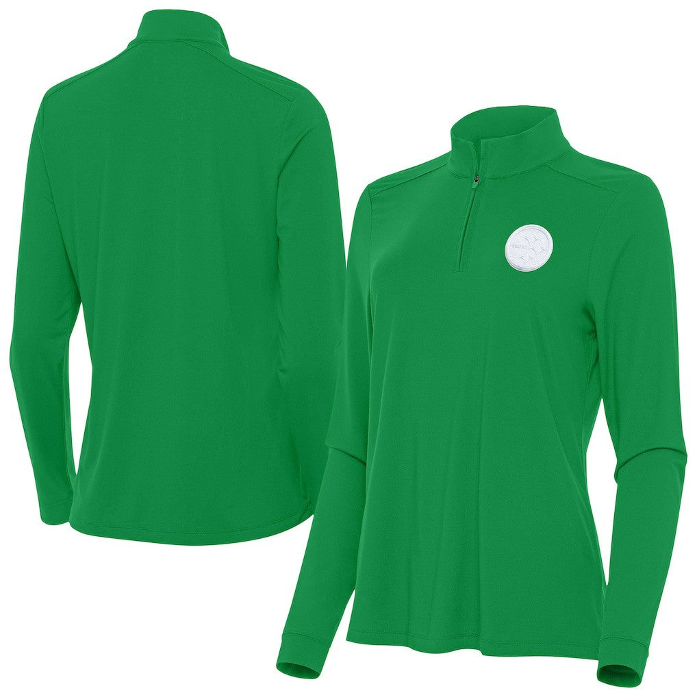 Pittsburgh Steelers  Antigua Women's St. Patrick's Day Intent Quarter-Zip Performance Top