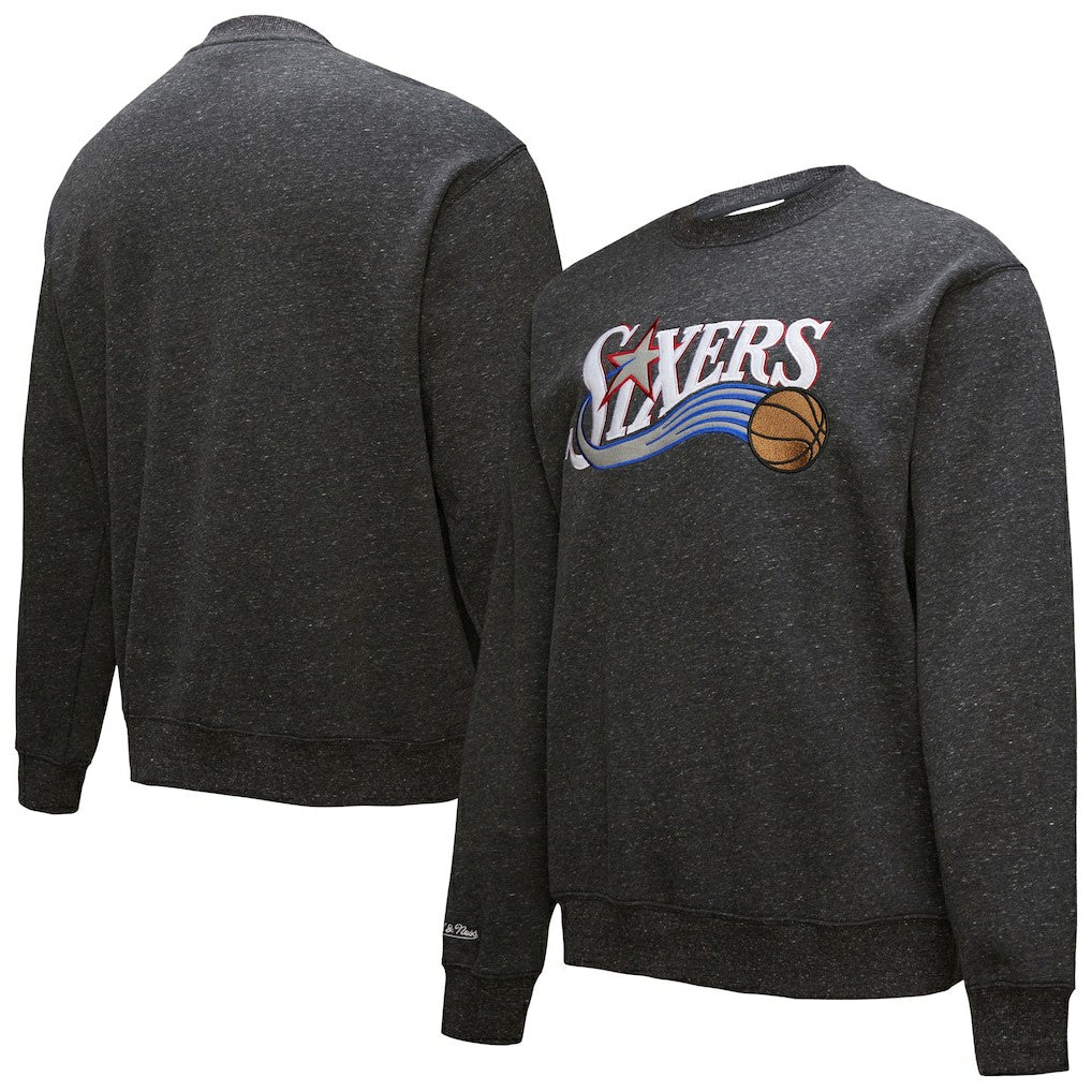 Philadelphia 76ers Hardwood Classics Blackout Collection Snow Washed Pullover Sweatshirt New