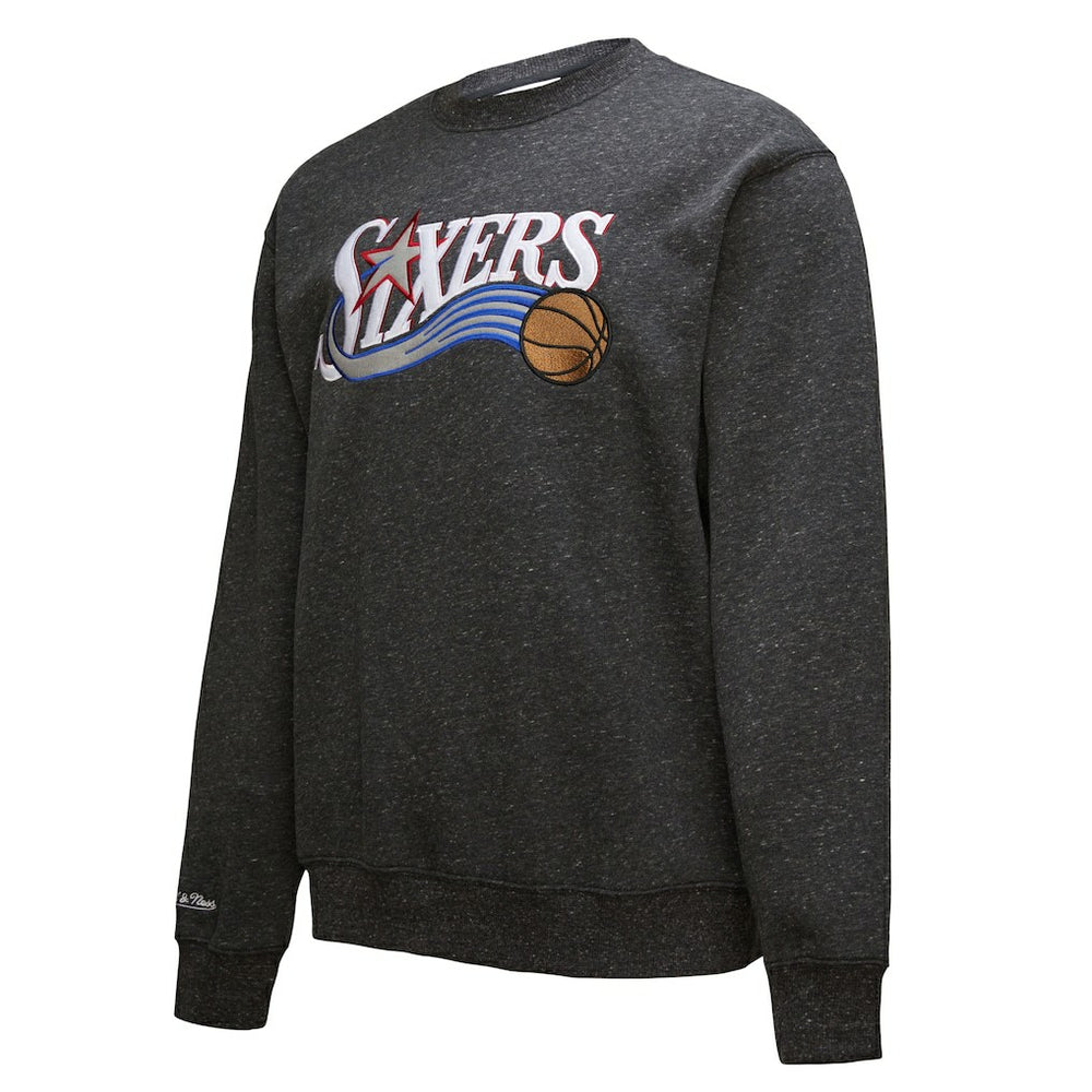 Philadelphia 76ers Hardwood Classics Blackout Collection Snow Washed Pullover Sweatshirt New