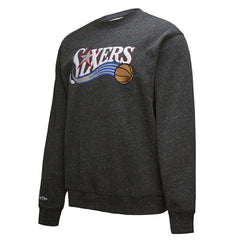 Philadelphia 76ers Hardwood Classics Blackout Collection Snow Washed Pullover Sweatshirt New