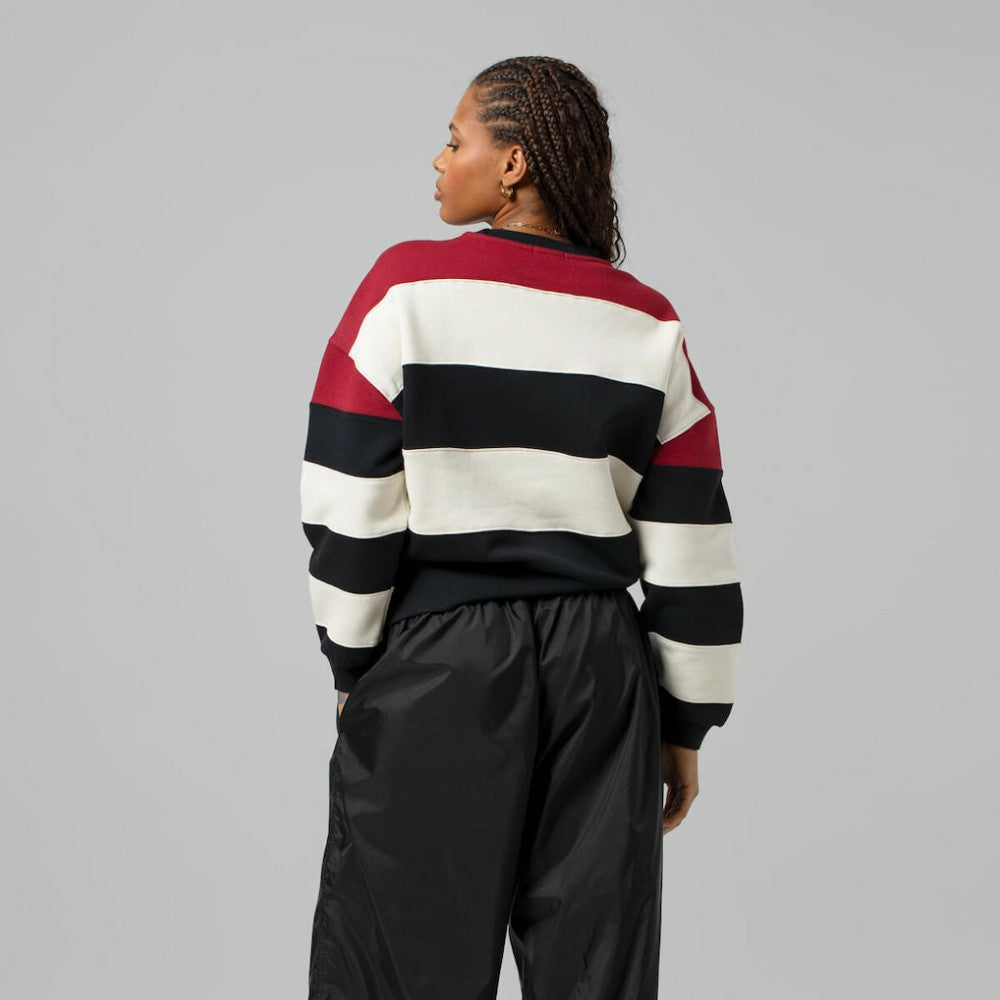 Philadelphia Phillies Mitchell & Ness Women's Cooperstown Collection Blocked Fleece Pullover Sweatshirt- Burgundy/Black | MLB For sale