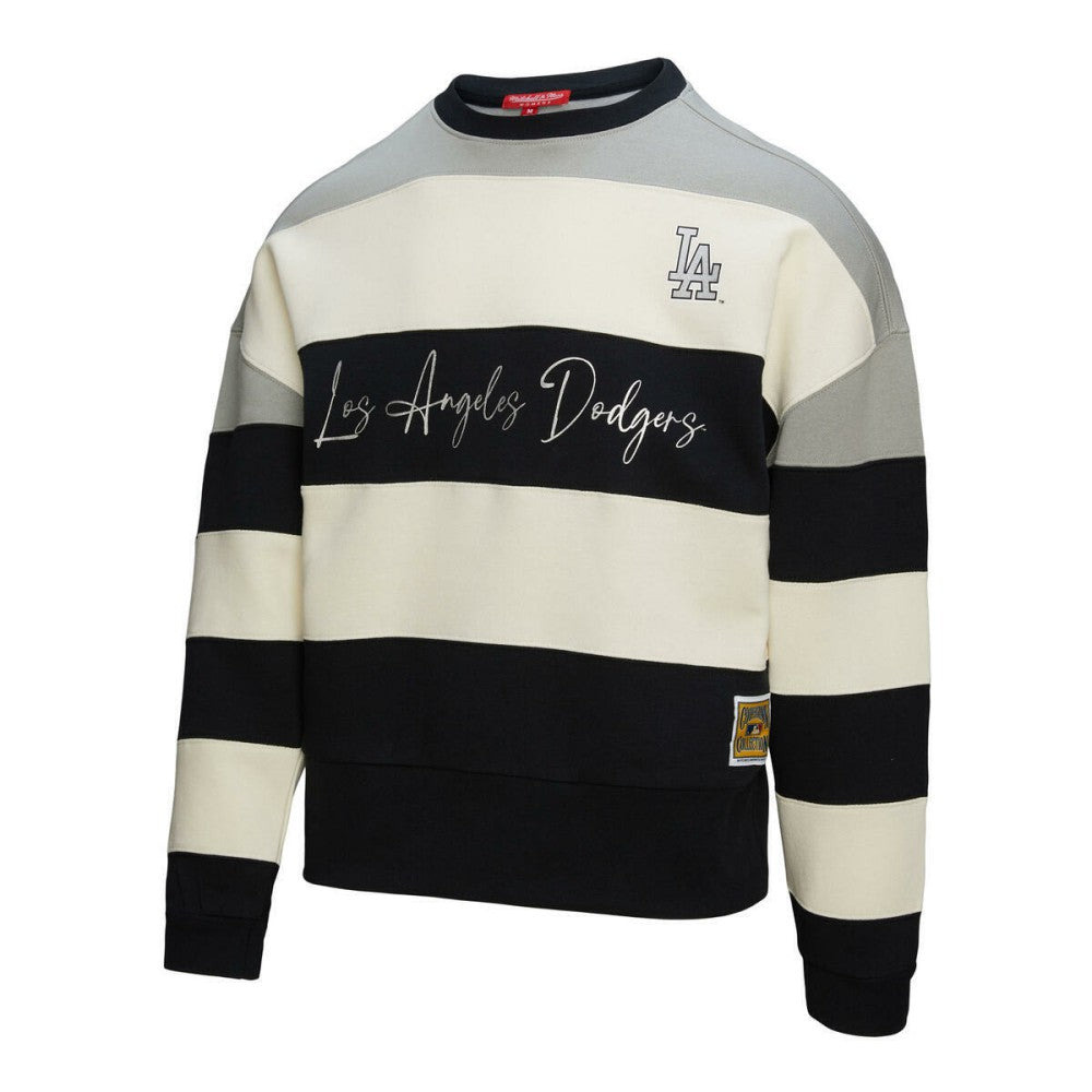Los Angeles Dodgers Mitchell & Ness Women's Cooperstown Collection Blocked Fleece Pullover Sweatshirt- Gray/Black | MLB New