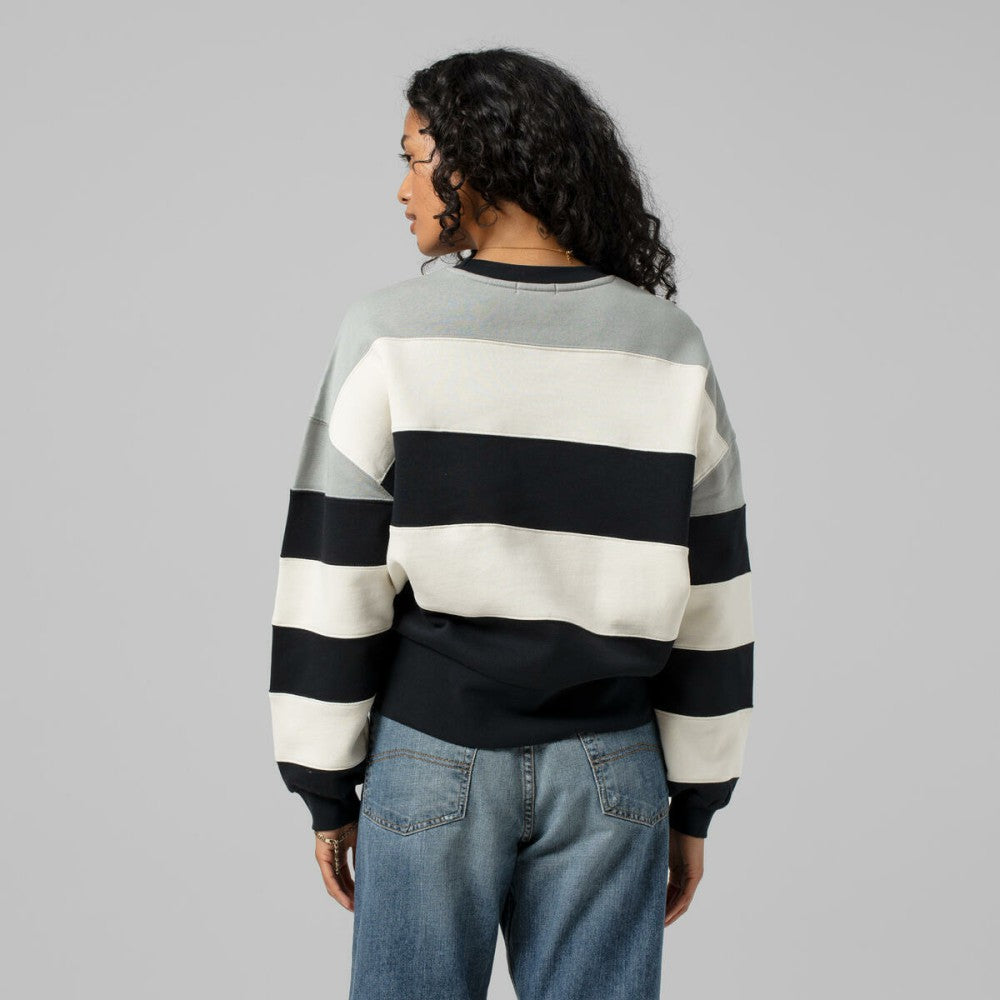 Los Angeles Dodgers Mitchell & Ness Women's Cooperstown Collection Blocked Fleece Pullover Sweatshirt- Gray/Black | MLB New