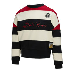 Atlanta Braves Mitchell & Ness Women's Cooperstown Collection Blocked Fleece Pullover Sweatshirt- Red/Black | MLB For sale
