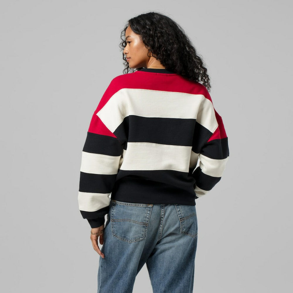 Atlanta Braves Mitchell & Ness Women's Cooperstown Collection Blocked Fleece Pullover Sweatshirt- Red/Black | MLB For sale
