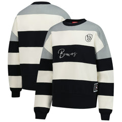 Milwaukee Brewers Mitchell & Ness Women's Cooperstown Collection Blocked Fleece Pullover Sweatshirt- Gray/Black | MLB On Sale