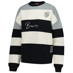 Milwaukee Brewers Mitchell & Ness Women's Cooperstown Collection Blocked Fleece Pullover Sweatshirt- Gray/Black | MLB On Sale