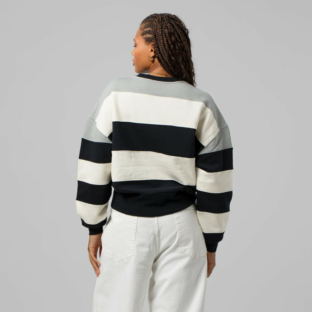 Milwaukee Brewers Mitchell & Ness Women's Cooperstown Collection Blocked Fleece Pullover Sweatshirt- Gray/Black | MLB On Sale
