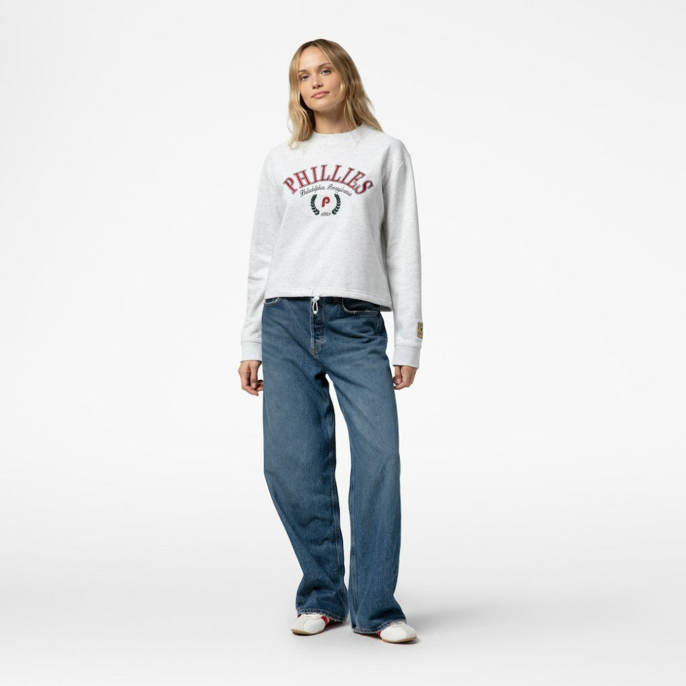 Philadelphia Phillies Mitchell & Ness Women's Cropped Toggle Pullover Sweatshirt | MLB Near me