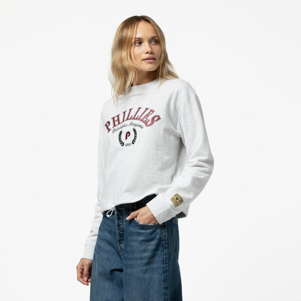 Philadelphia Phillies Mitchell & Ness Women's Cropped Toggle Pullover Sweatshirt | MLB Near me