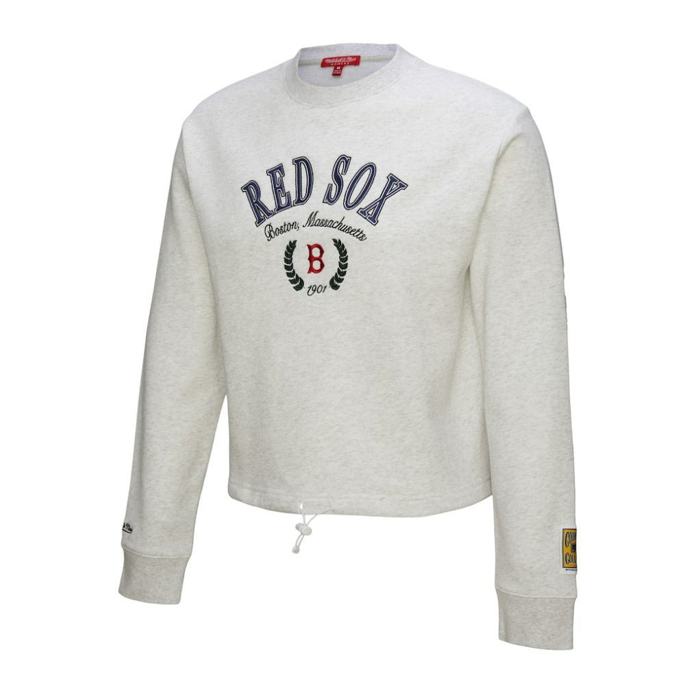 Boston Red Sox Mitchell & Ness Women's Cropped Toggle Pullover Sweatshirt | MLB Outlet