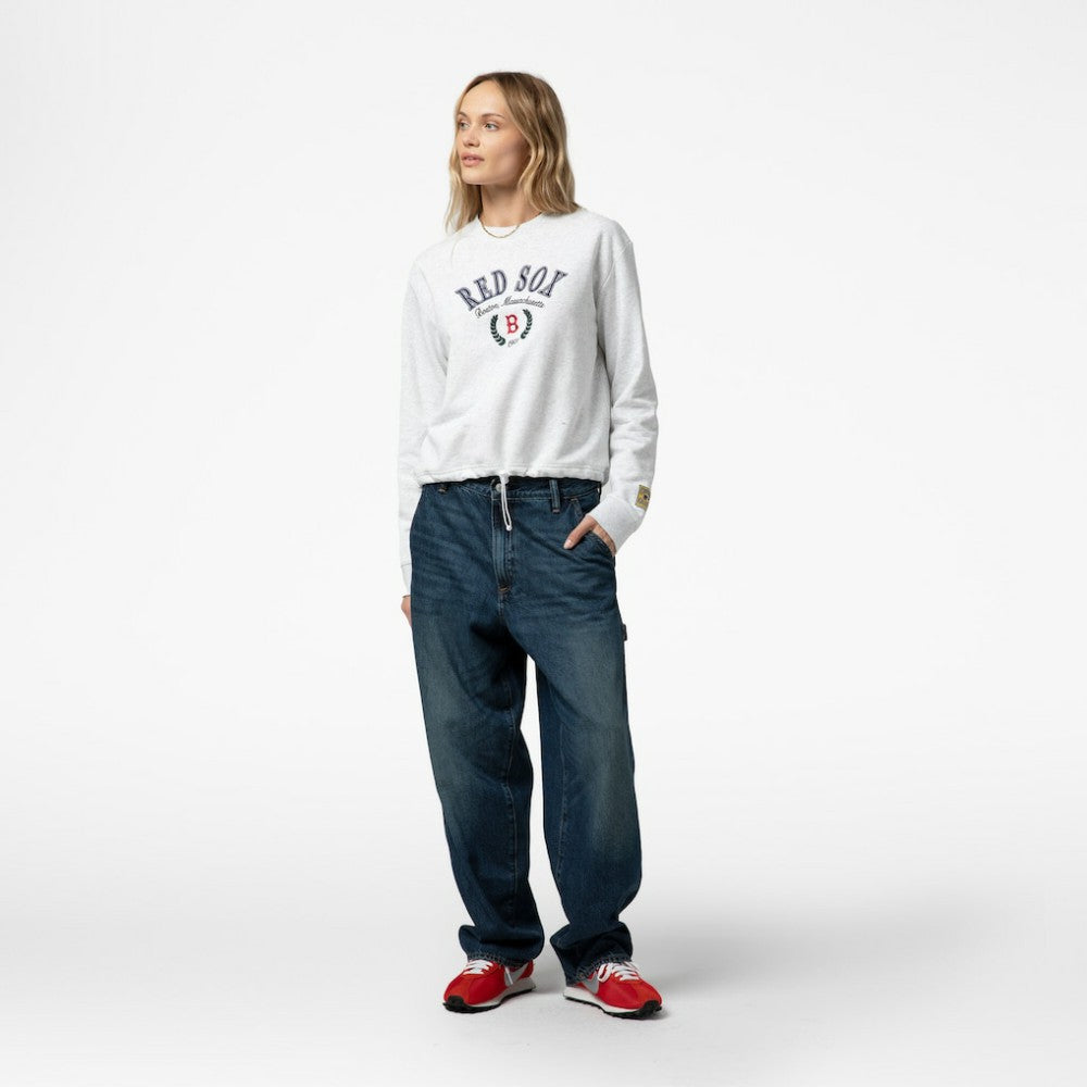 Boston Red Sox Mitchell & Ness Women's Cropped Toggle Pullover Sweatshirt | MLB Outlet