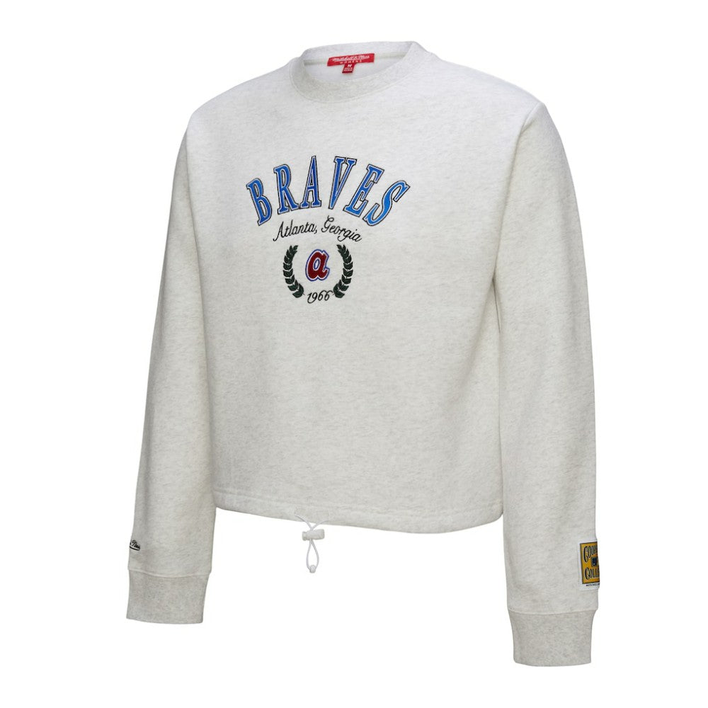 Atlanta Braves Mitchell & Ness Women's Cropped Toggle Pullover Sweatshirt | MLB Outlet