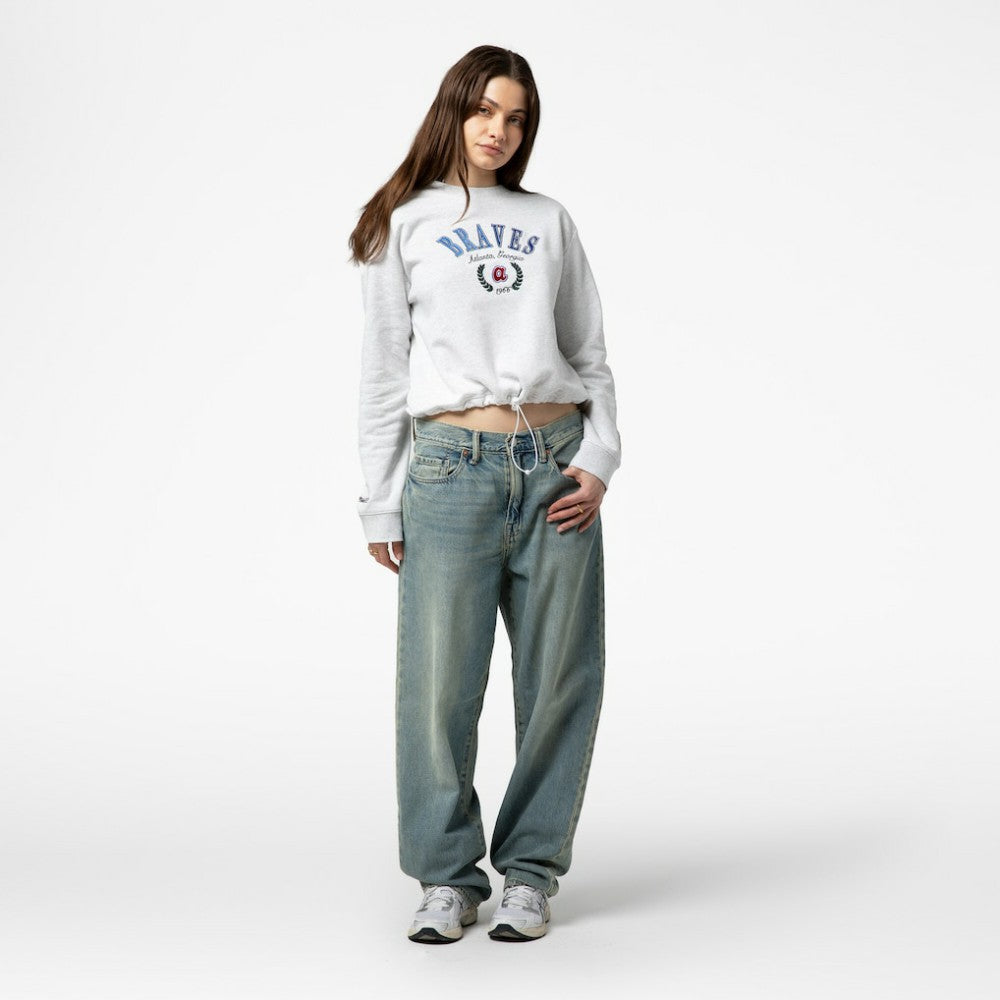 Atlanta Braves Mitchell & Ness Women's Cropped Toggle Pullover Sweatshirt | MLB Outlet
