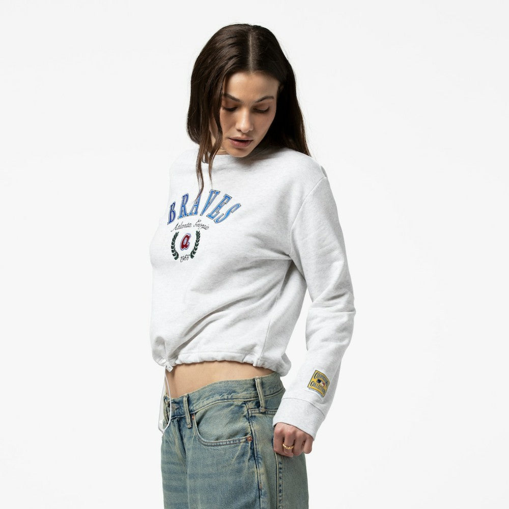 Atlanta Braves Mitchell & Ness Women's Cropped Toggle Pullover Sweatshirt | MLB Outlet