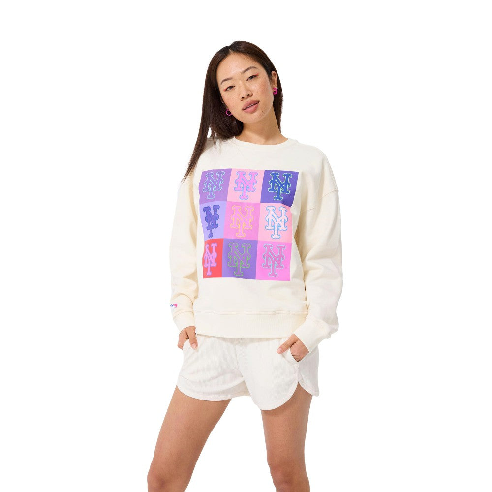 New York Mets Terez Women's Technicolor  Oversized Pullover Sweatshirt | MLB Outlet