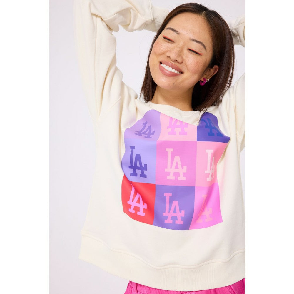 Los Angeles Dodgers Terez Women's Technicolor  Oversized Pullover Sweatshirt | MLB US