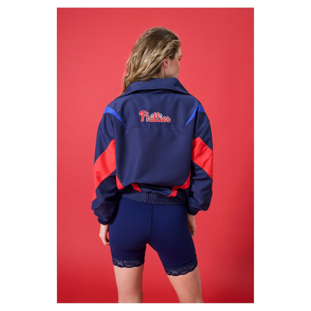 Philadelphia Phillies Terez Women's Ripstop Chevron Quarter-Zip Pullover | MLB Shop