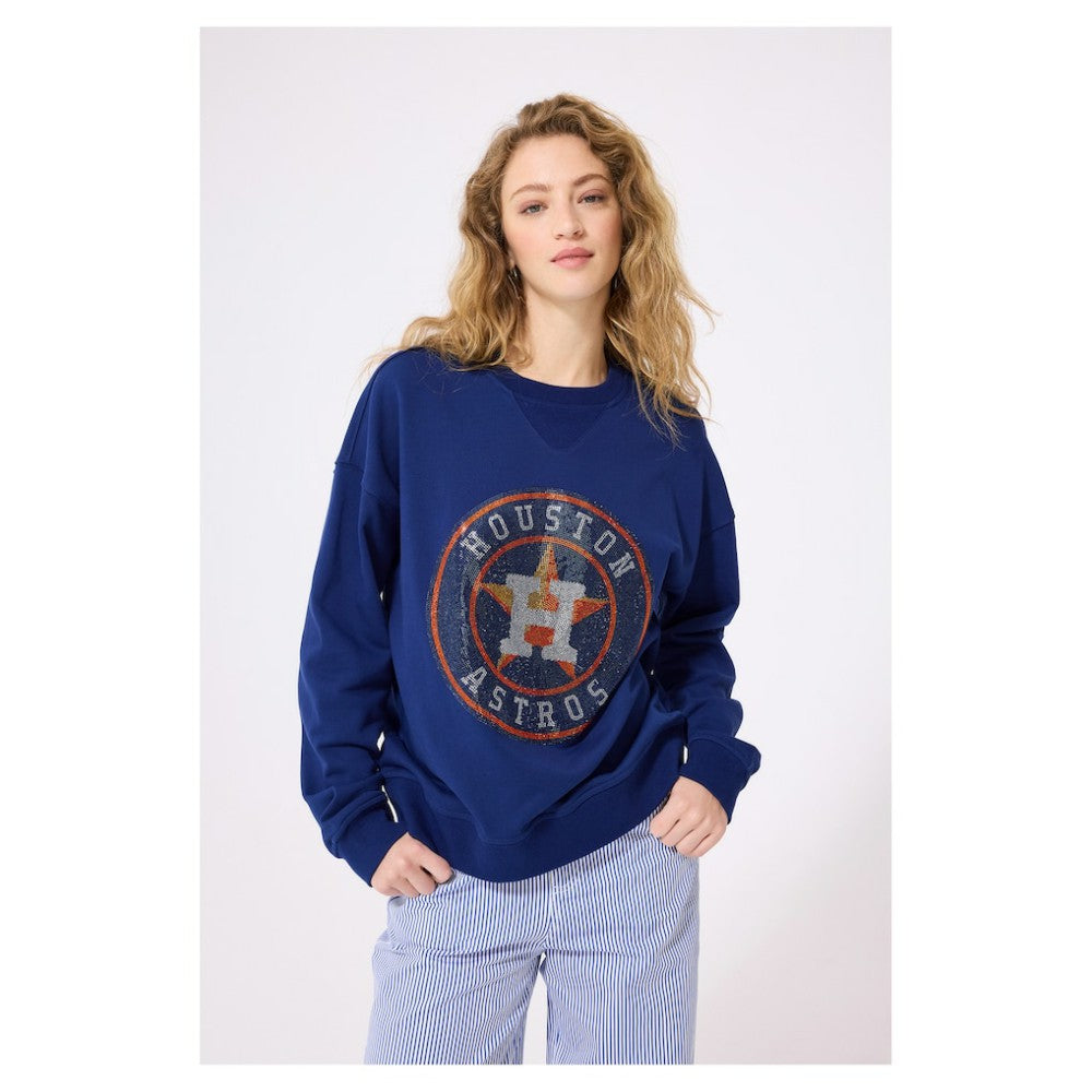 Houston Astros Terez Women's Oversized Gemstone Logo Sweatshirt | MLB US