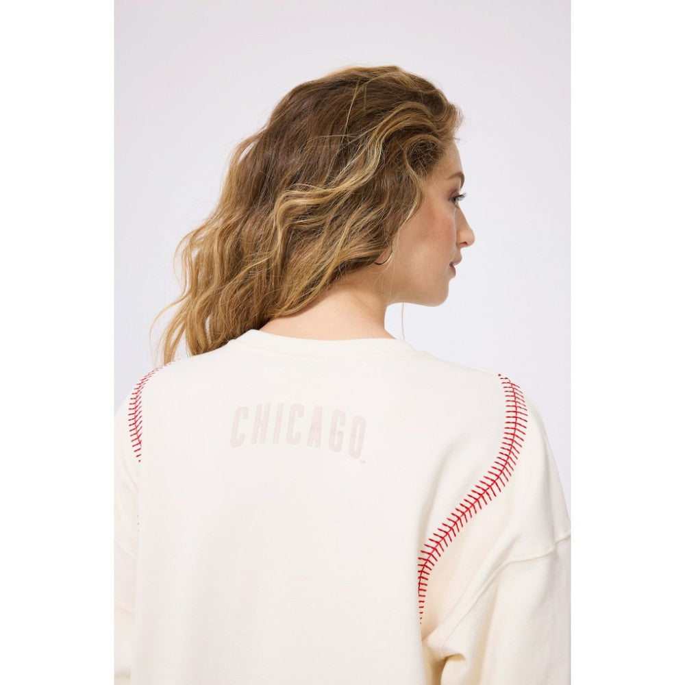 Chicago Cubs Terez Women's Baseball Stitch Pullover Sweatshirt | MLB Discount