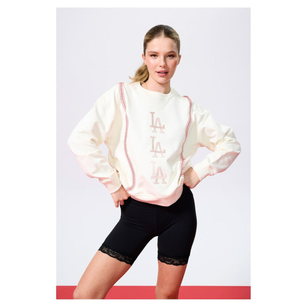 Los Angeles Dodgers Terez Women's Baseball Stitch Pullover Sweatshirt | MLB Online