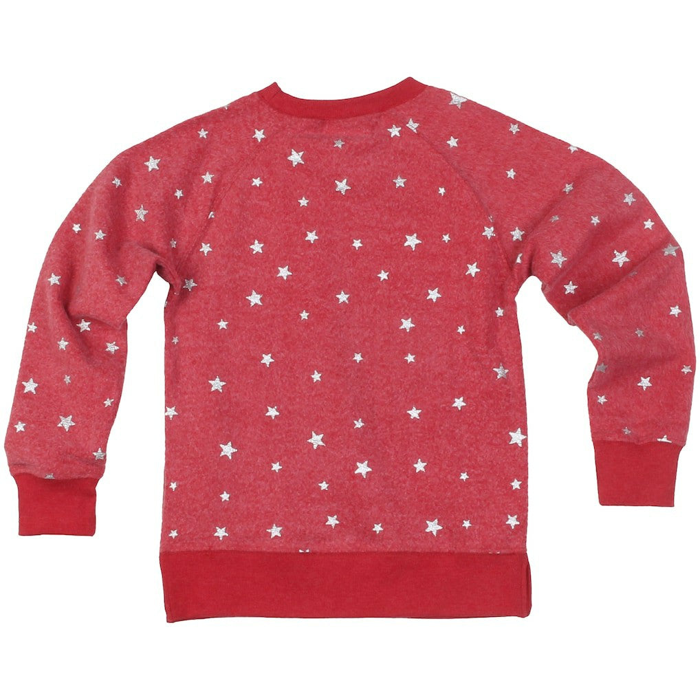 Kansas City Chiefs  Wes & Willy Girls Youth Shimmer Star Reverse Fleece Pullover Sweatshirt