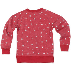 Kansas City Chiefs  Wes & Willy Girls Youth Shimmer Star Reverse Fleece Pullover Sweatshirt