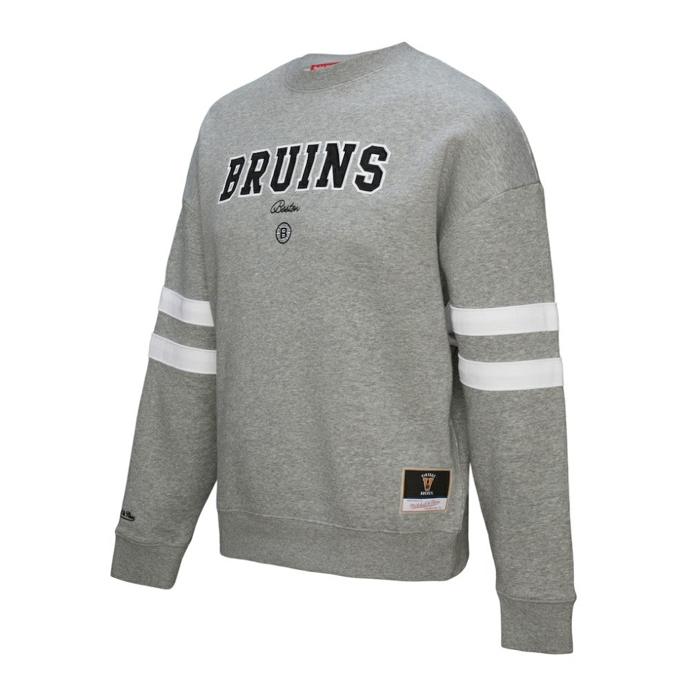 Boston Bruins Mitchell & Ness Women's Logo Lightweight Pullover Sweatshirt Discount