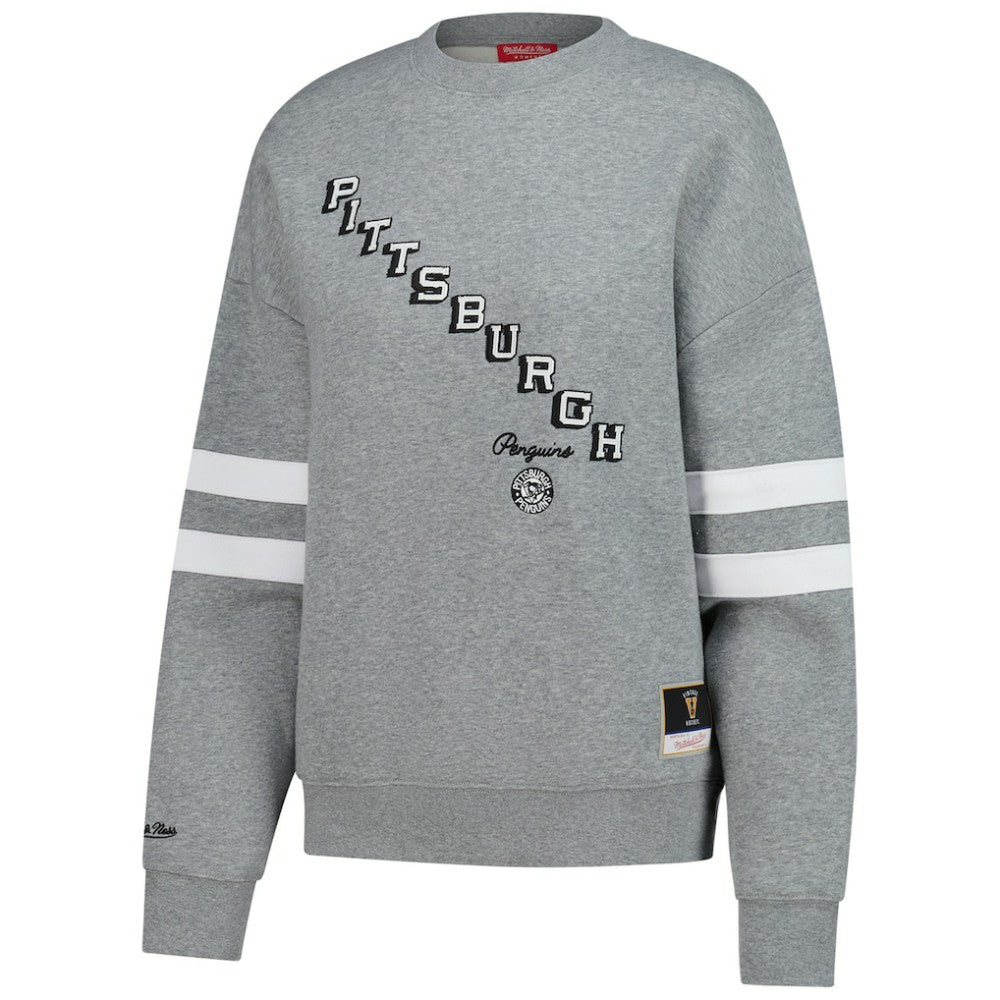 Pittsburgh Penguins Mitchell & Ness Women's Logo Lightweight Pullover Sweatshirt Outlet