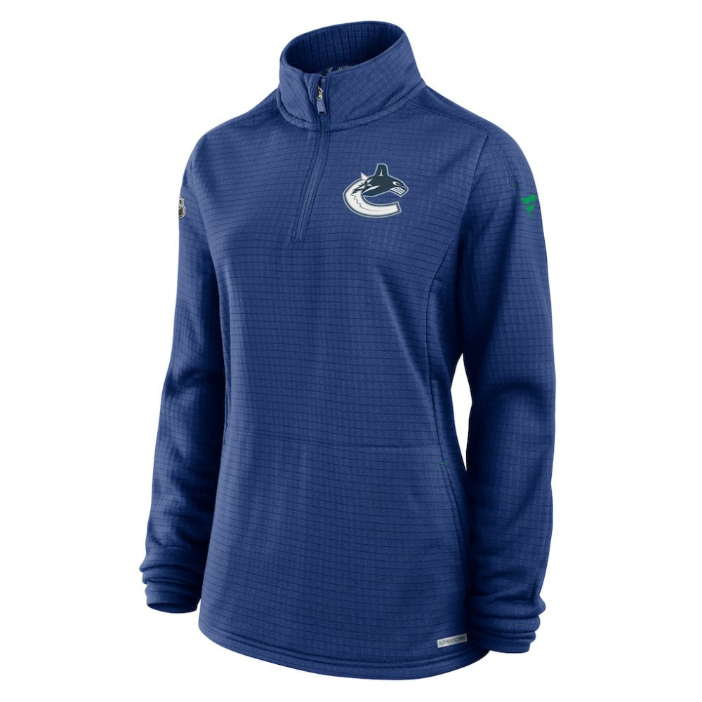 Vancouver Canucks Fanatics Women's Authentic Pro Rink Quarter-Zip Pullover  For Sale