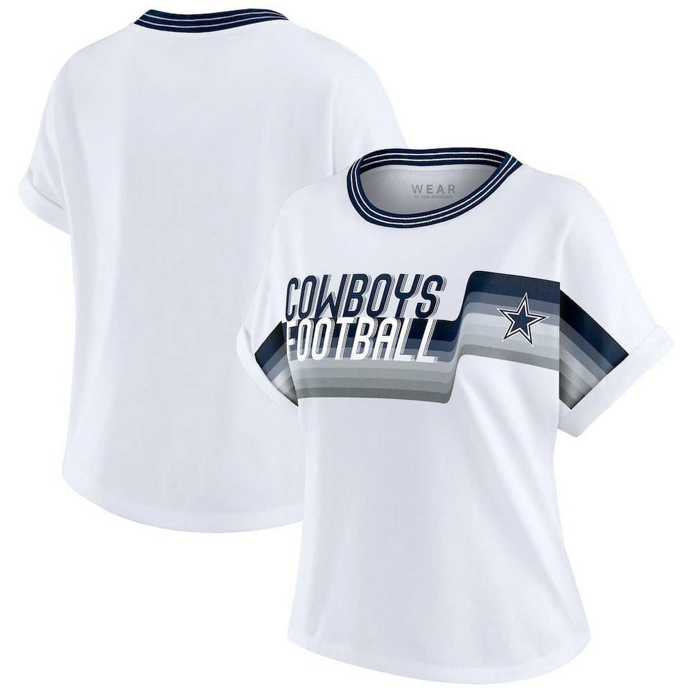Dallas Cowboys  WEAR by Erin Andrews Women's Cropped Center Stripe Dolman T-Shirt