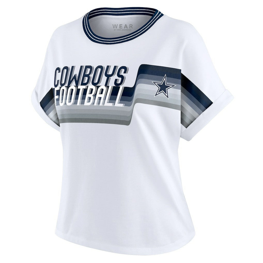 Dallas Cowboys  WEAR by Erin Andrews Women's Cropped Center Stripe Dolman T-Shirt