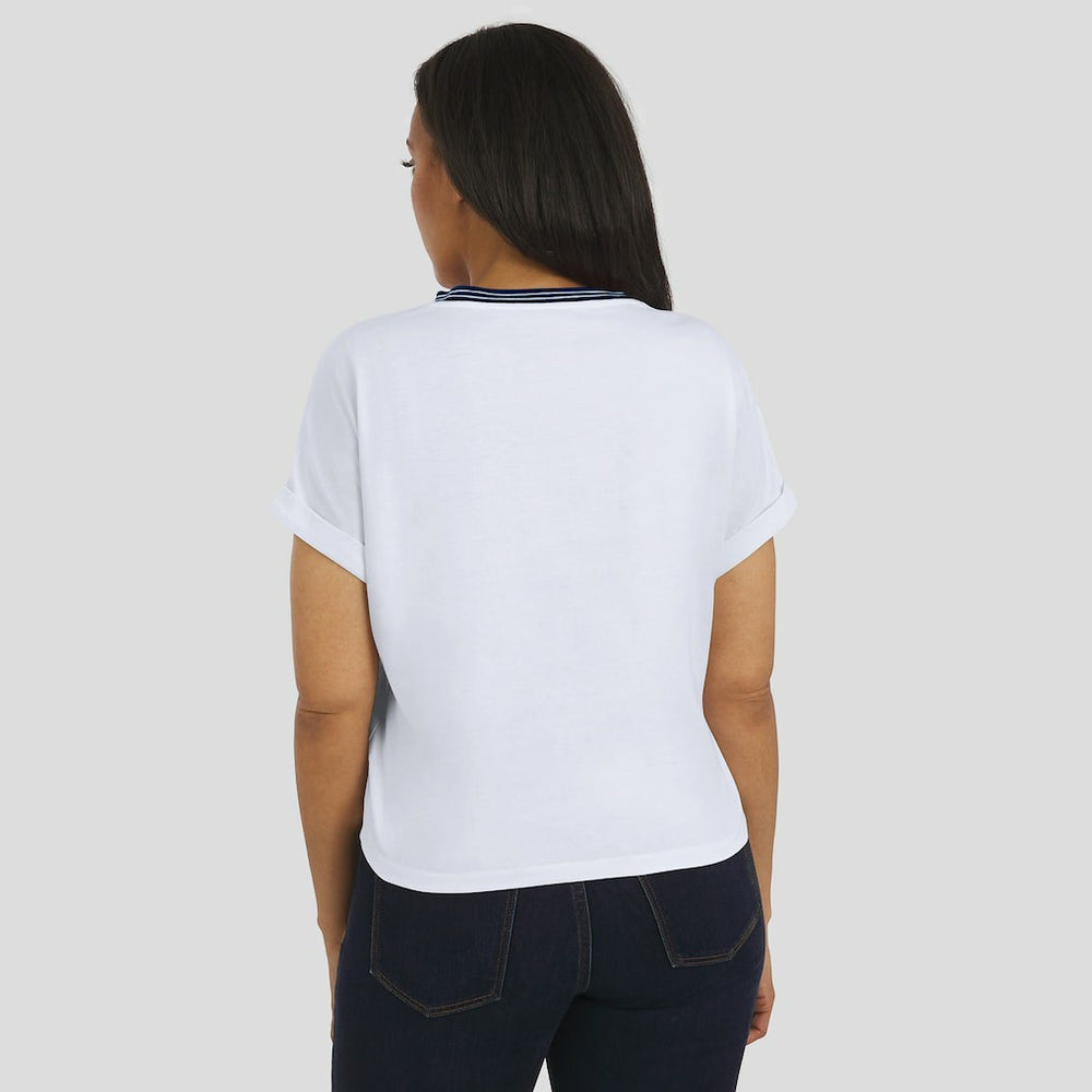 Dallas Cowboys  WEAR by Erin Andrews Women's Cropped Center Stripe Dolman T-Shirt