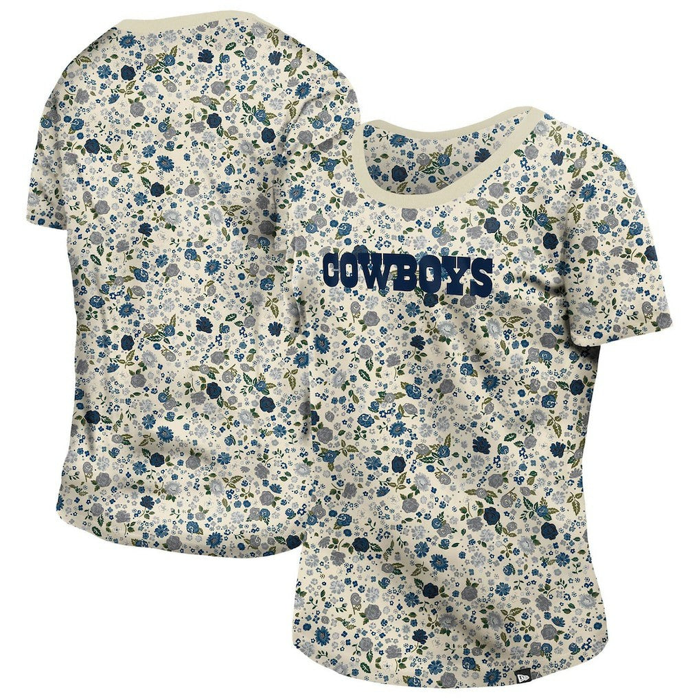 Dallas Cowboys New Era Women's Glam Game Floral Scoop Neck T-Shirt