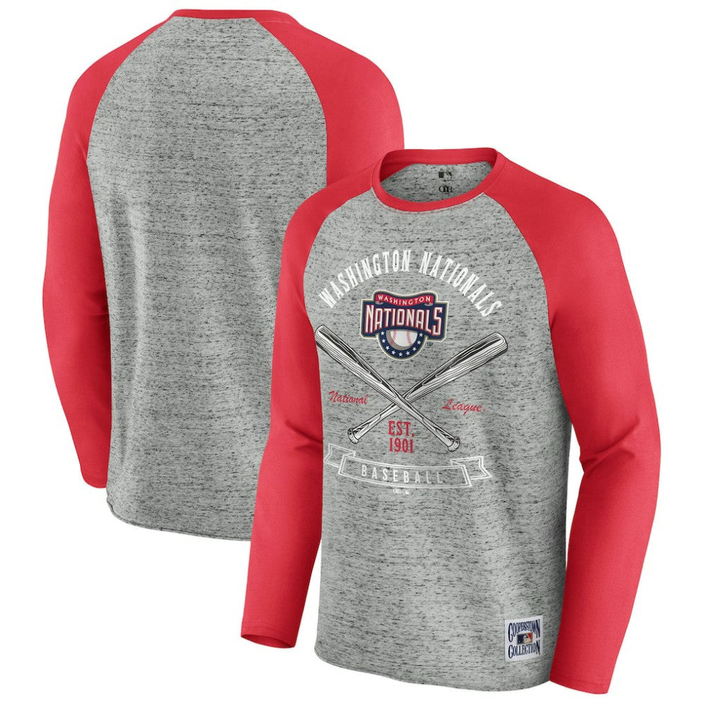 Washington Nationals Darius Rucker Collection by Fanatics Raw Edge Raglan Long Sleeve Baseball T-Shirt | MLB New
